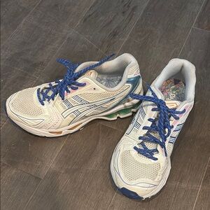 Asics Gel Kayano 14White and Blue Sneakers with Mesh Upper and Cushioned Midsole